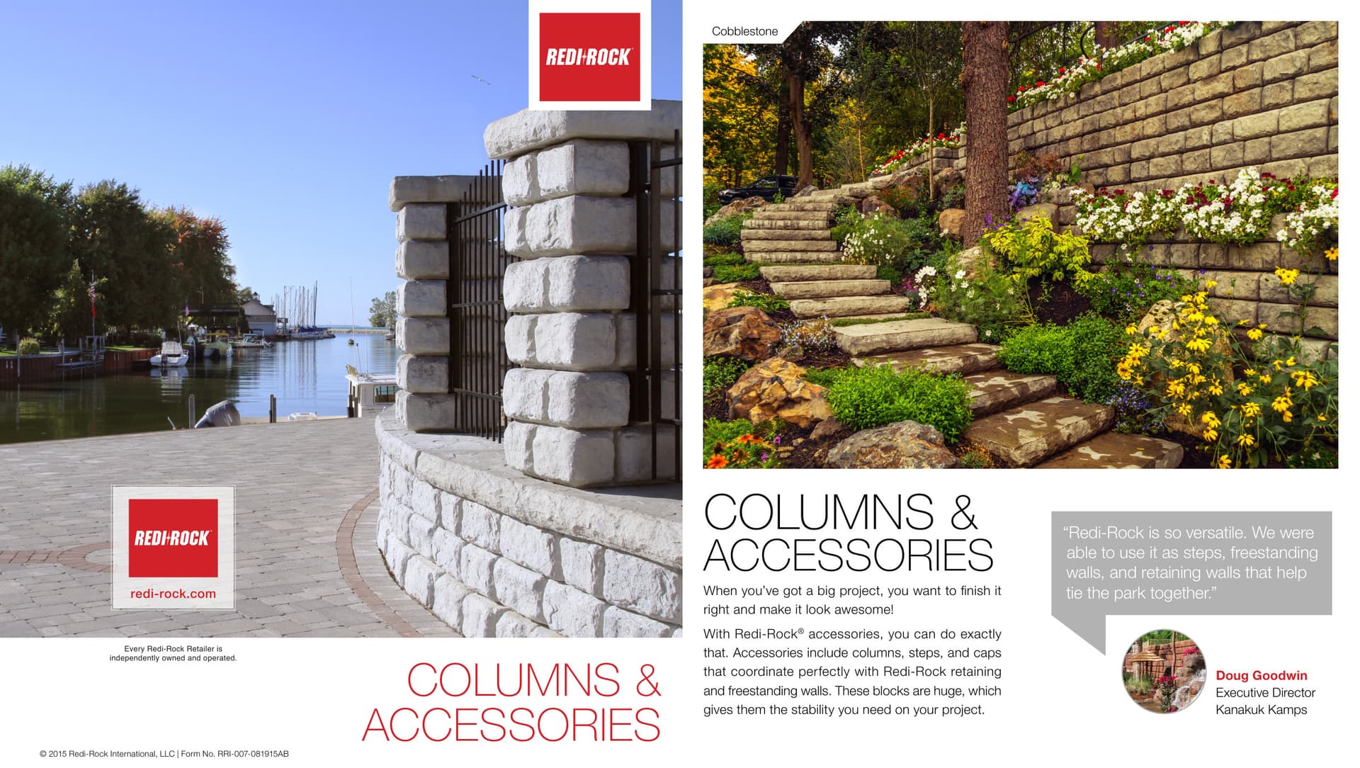 Stuart Thomas Construction — Redi-Rock retaining wall installation in South Georgian Bay — Columns Accessories. Materials supplied by The Sarjeant Co.