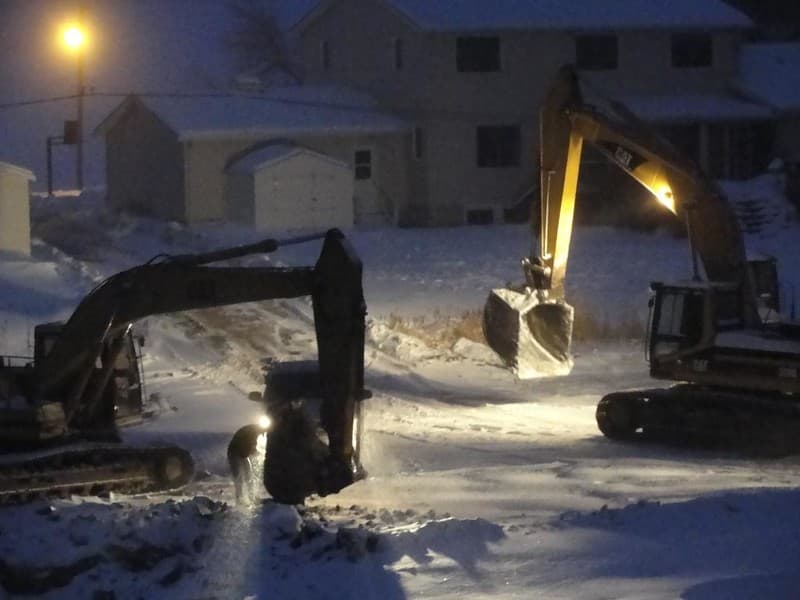 Stuart Thomas Construction — commercial snow removal in South Georgian Bay — Stock Excavator Snow